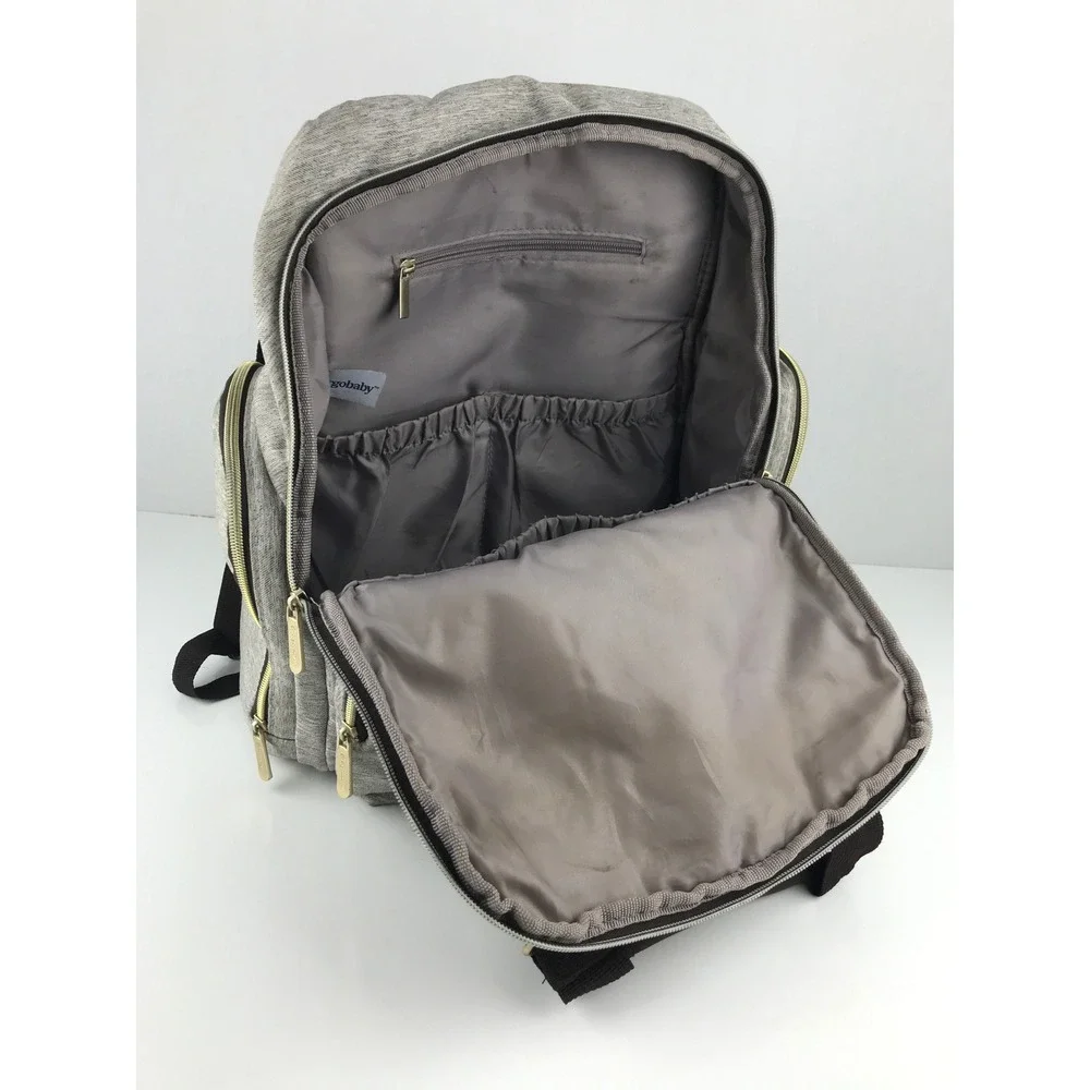 Ergobaby Babyboom Diaper Backpack‎ Gray Insulated Pockets Travel Bag